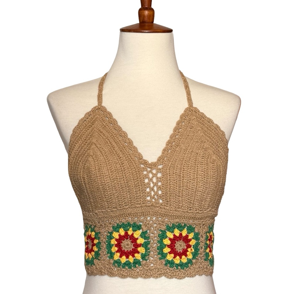 Crochet Floral Halter Boho Size XS-S